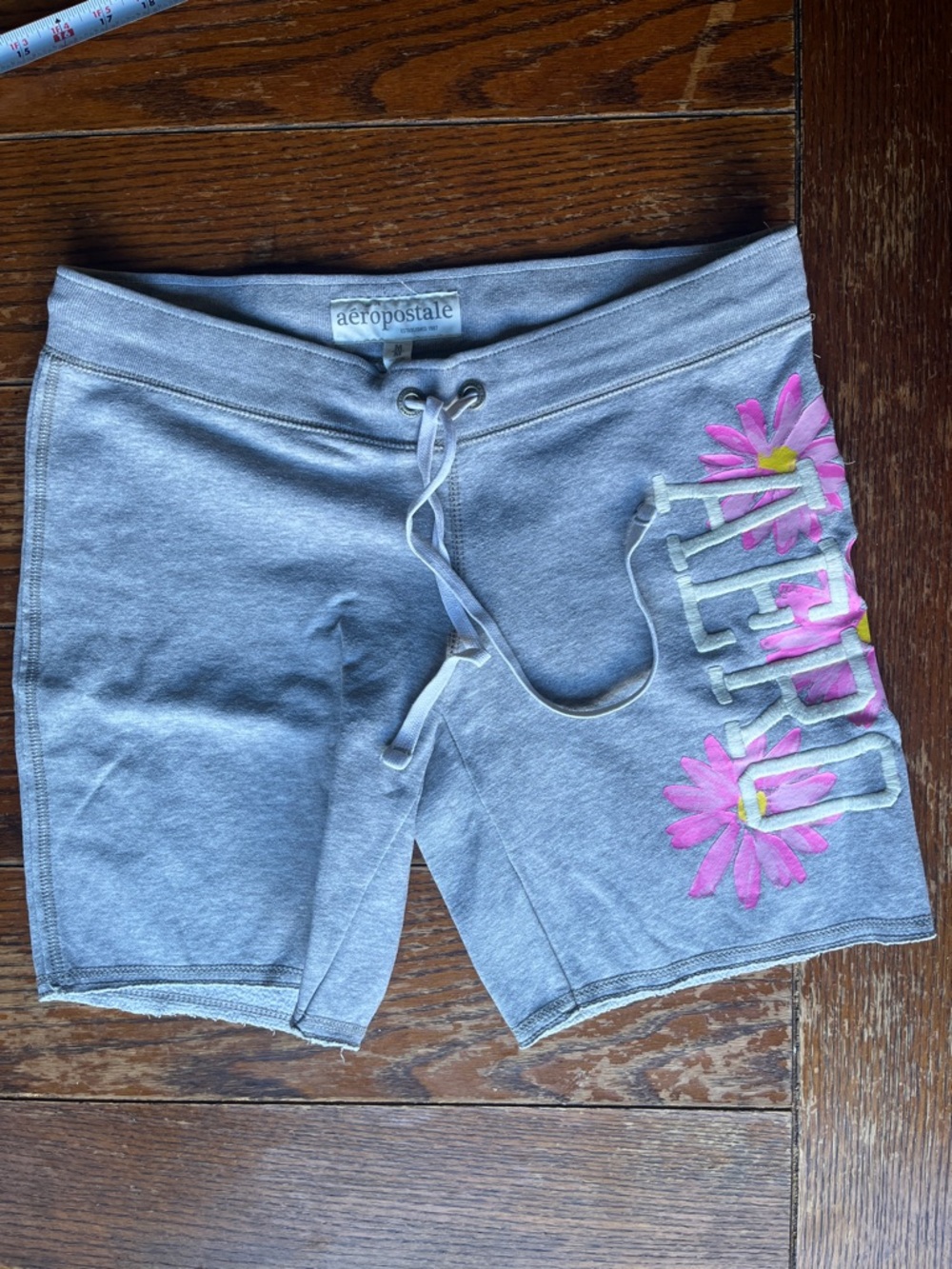 Aeropostale Light Gray Lounge Shorts with Pink Daisy Logo